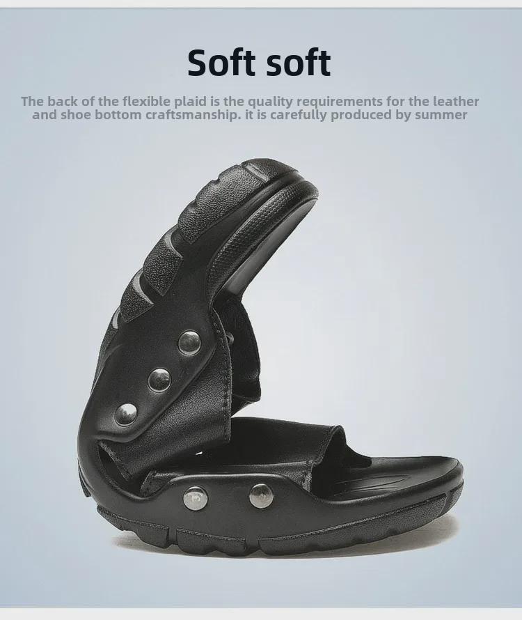 Men's Large Size Breathable Leather Sandals (Sizes 45-52) with Soft Soles, Wide Fit, and Flip Flop Style.