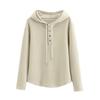 Women Hoodie Fall Long Sleeve Button Up Drawstring Hooded Sweatshirt Loose Fit Casual Thin Pullover Top
