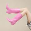 Women New Block Heel High Top Rain Boots Four Seasons Thick Sole Waterproof Non Slip Outdoor Fashionable High Heel Water Shoes
