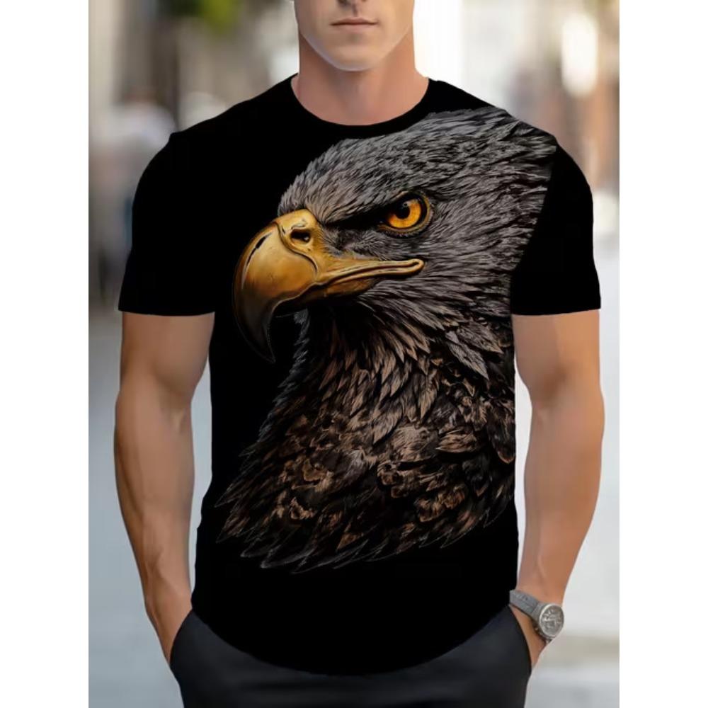 Sommer Herren Mode Stilvoll Bequem Rundhals Kurzarm T-Shirt Bunte Tiere 3D Druck Lässig Locker Atmungsaktiv Weich Übergröße T-Shirt