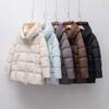 Women's Mid-Length Soft Hooded Goose Down Jacket - Simple Loose Fit