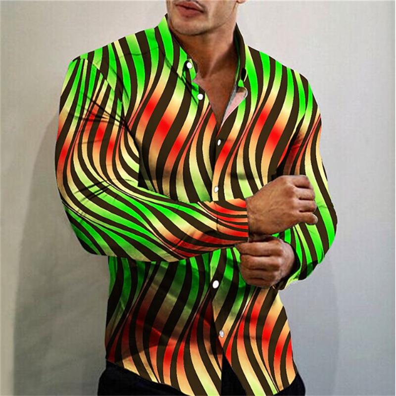 Men's T-shirt Suit Button Shirt Half Splicing Trend Geometric Flower Clear Pattern Soft and Comfortable Shirt Clothing