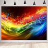 Rainbow Fire Music Notes Backdrop Vibrant Abstract Wave Studio Background