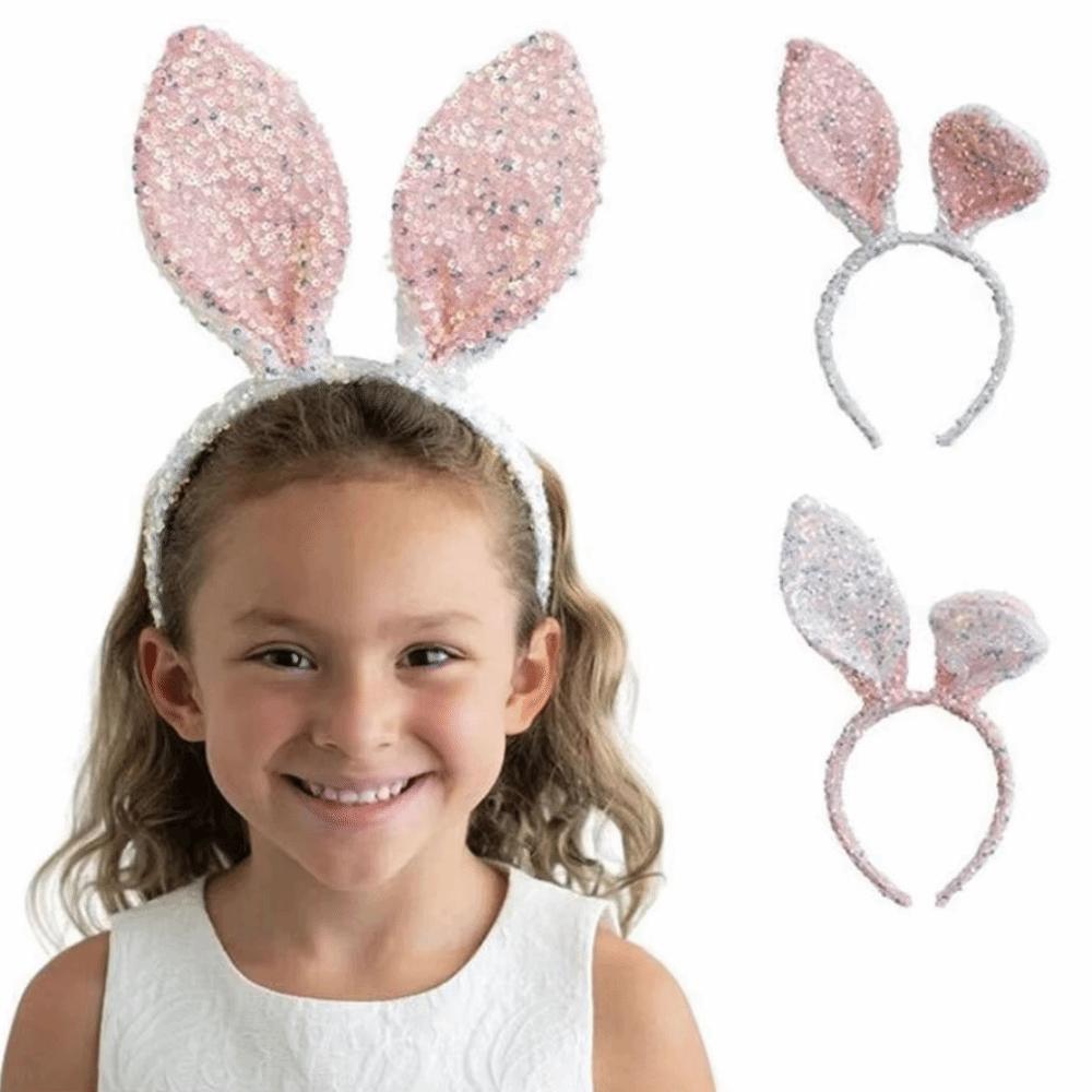 Glitter Bunny Ears Headband Cartoon Rabbit Ear Hairband Creative Easter Bunny Headband  Party