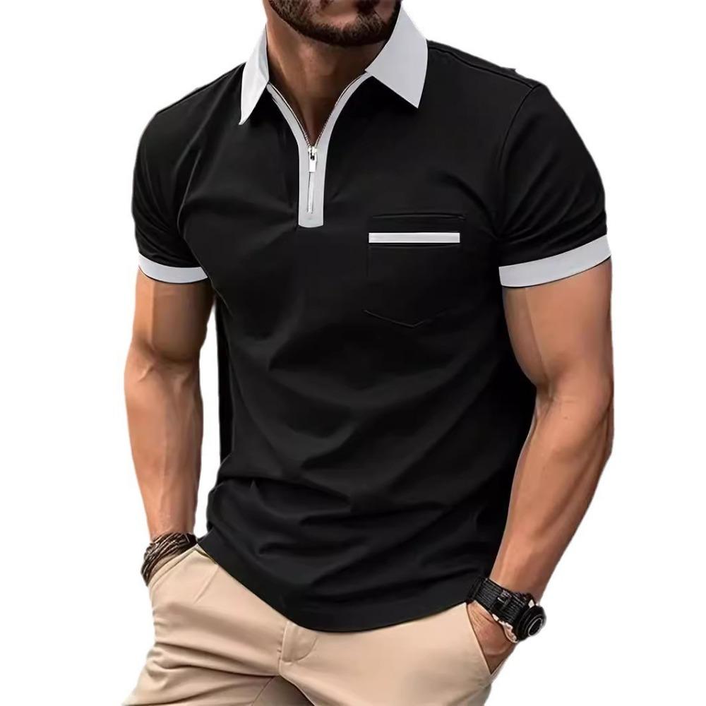 Men's Casual Chest Pocket Short Sleeved T-shirt Polo Shirt