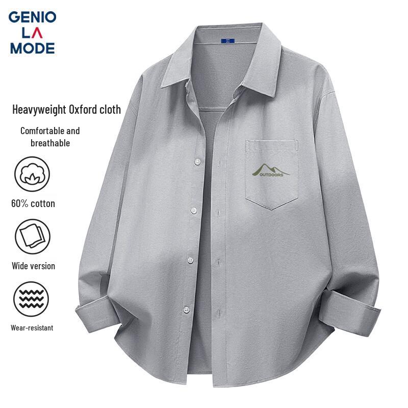 GENIOLAMODE Men s Oxford Long-Sleeve Casual Shirt 3XL