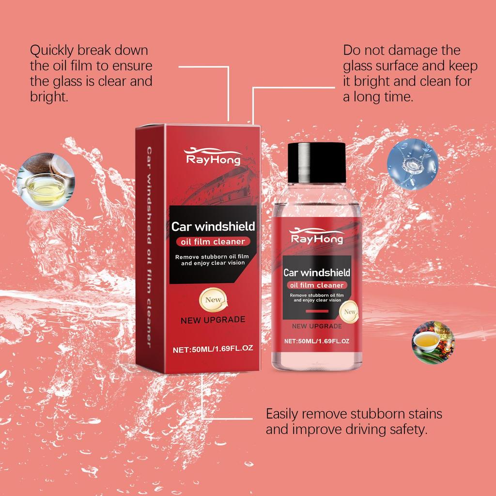 Rayhong Oil Film Cleaner 50ml Powerful degreasing without damaging glass Ensures clear visibility for safe driving