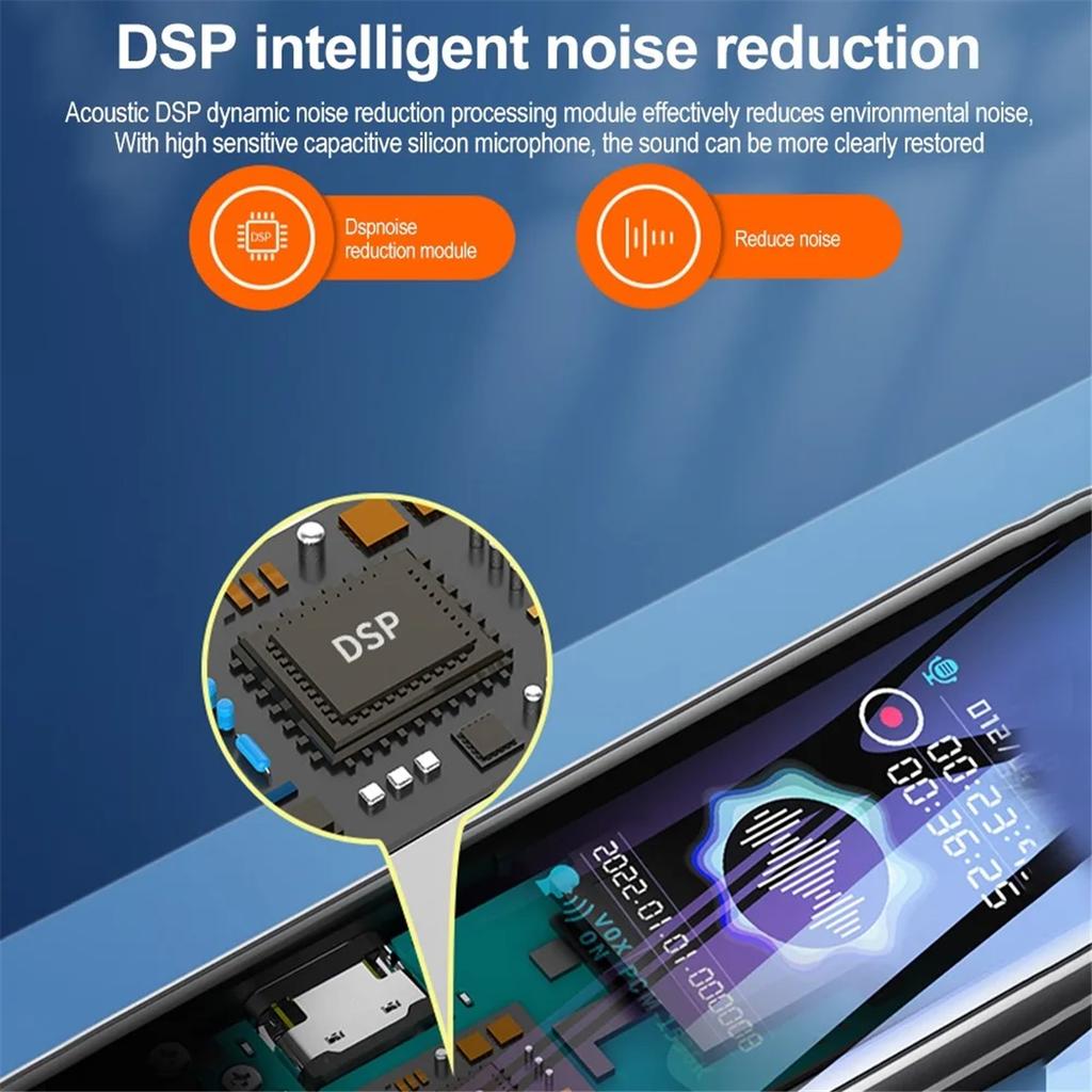 Multi-function Voice Recorder Stereo Sound Pickup Dynamic Noise Reduce Dictaphone One-key Recording 8-64G Dictaphone MP3 Player