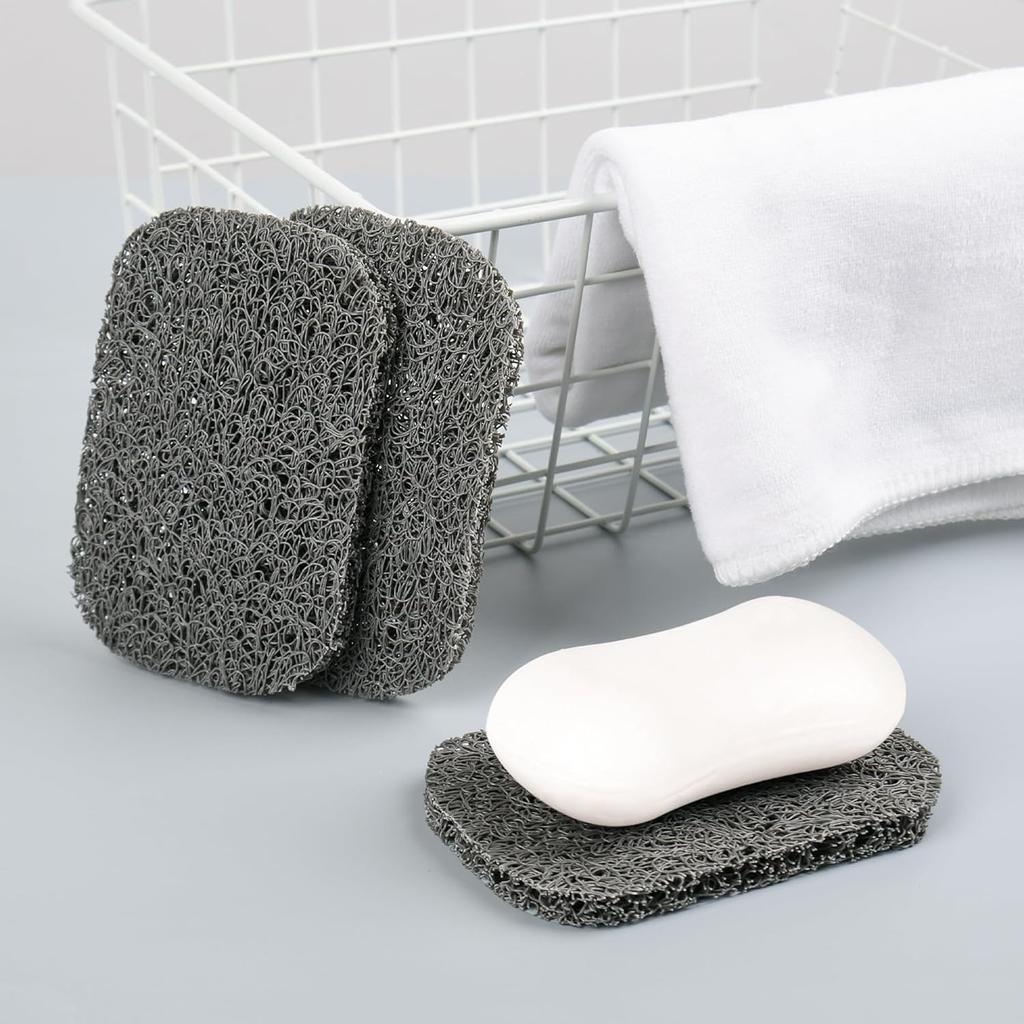4 Pack Gray BPA-Free Soap Savers Pads for Soap Dish, Non-Slip Soap Holder Pad,Self Draining Soap Bars Holder Pads Suitable for Kitchen Bathroom Shower
