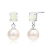 Lala Christie Women's Akoya Pearl Earrings, 4.5-5.0mm, 2 Opal Pearls, PT900 Platinum, Le102-0011-pt