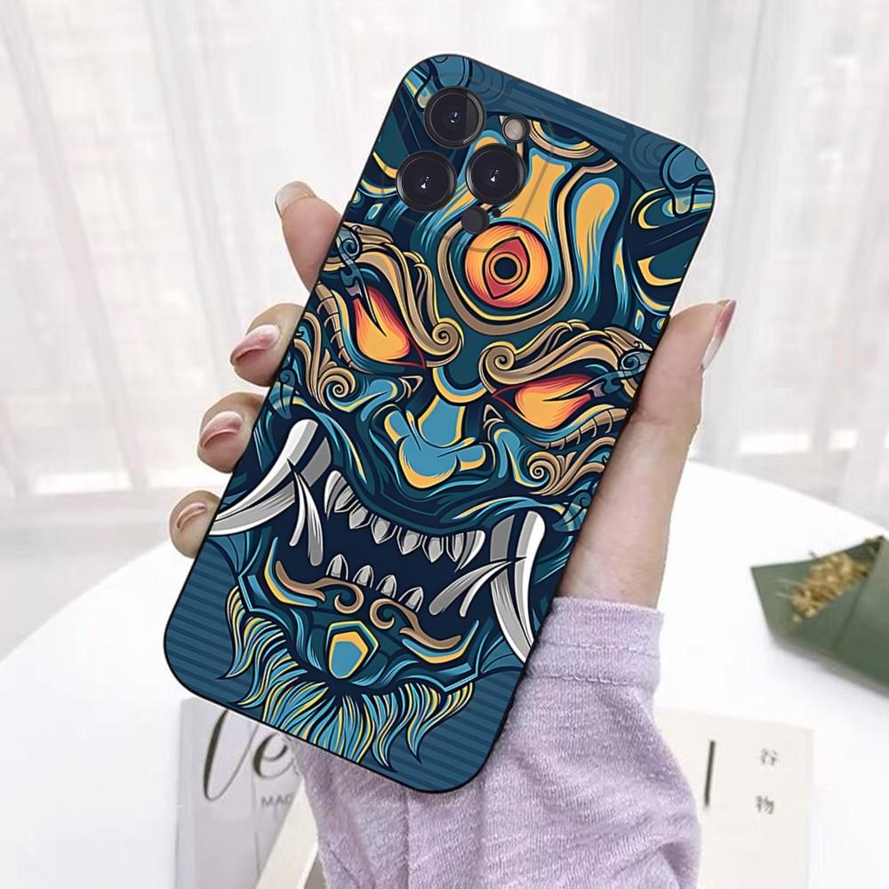 Samurai Oni Mask Phone Case For IPhone 16 15 14 11 12 13 Mini Pro XS Max Cover 6 7 8 Plus X Funda Shell