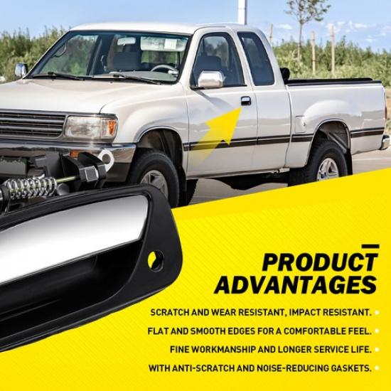 Exterior Door Handle Driver Passenger Side Chrome & Black For 93-98 Toyota T100