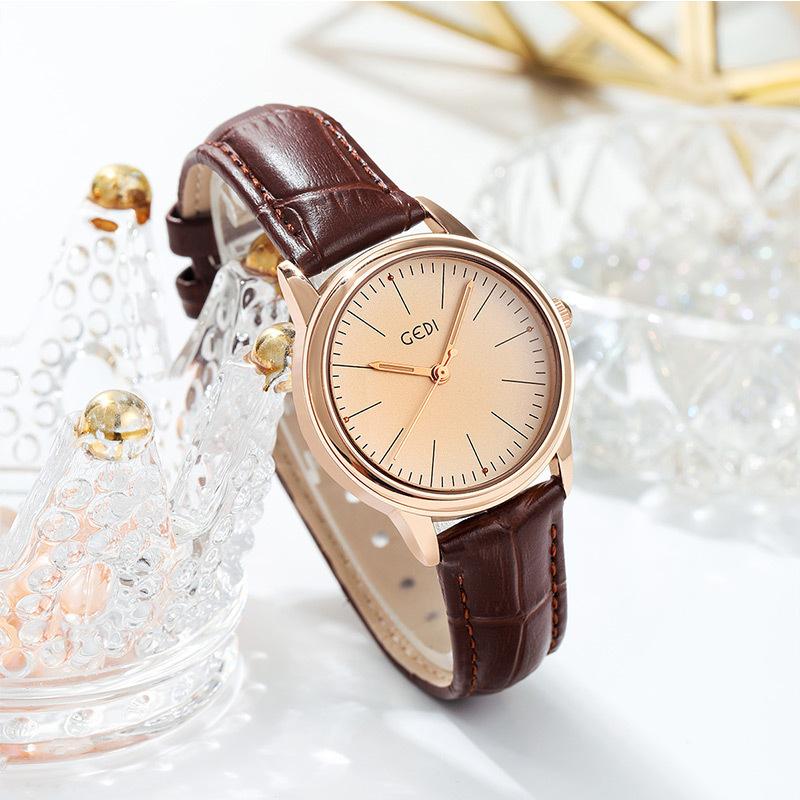 Simple Classic Disc Bamboo Pattern Belt Quartz Watch Women'S Retro Waterproof Watch