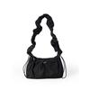 Korean Simple Pleated Nylon Shoulder Bag for Women  Spring Trendy Girl Daily Commuter Shoulder Bag Lady Casual Handbags