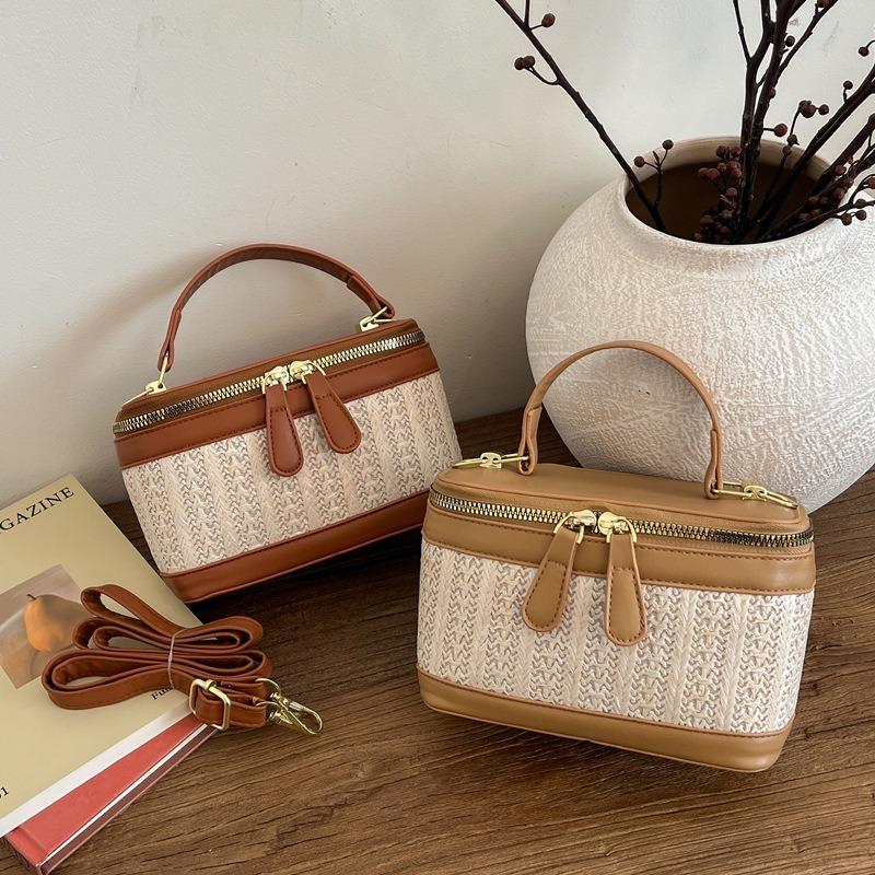 Tide-Tasche Damen Sommer Neu Gewebt Spleiß Schultertasche Textur Tragbar Umhängetasche Kleines Quadratisches Tasche