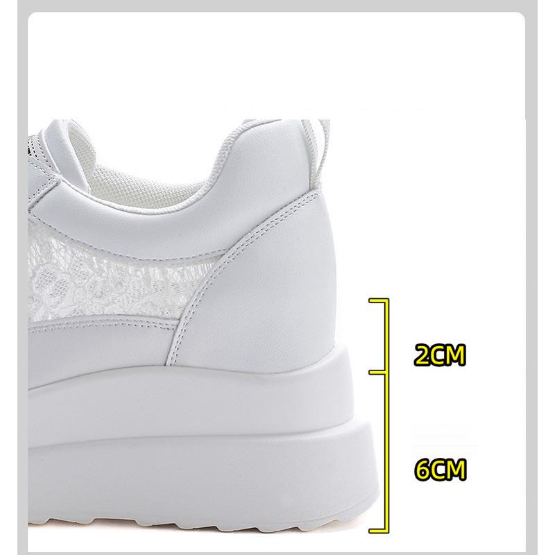 Chaussures Plateformes Printemps Été Femmes Cuir Véritable Chaussures Blanches Pour Dames Augmentant la Hauteur 8cm Baskets Décontractées