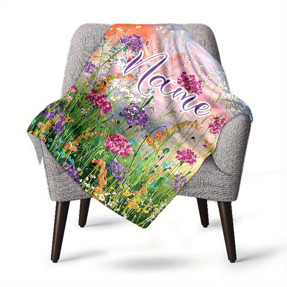 Floral Painting Home Customize Your Name Blankets Comfortable Soft Lightweight Allseason Multipurpose Blanket For Picnics Sofas Offices Beds Living