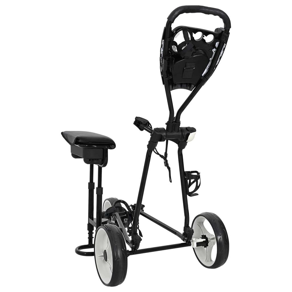 Golf Dolly with Seat Black and White 100 x 60 x 130 cm Iron