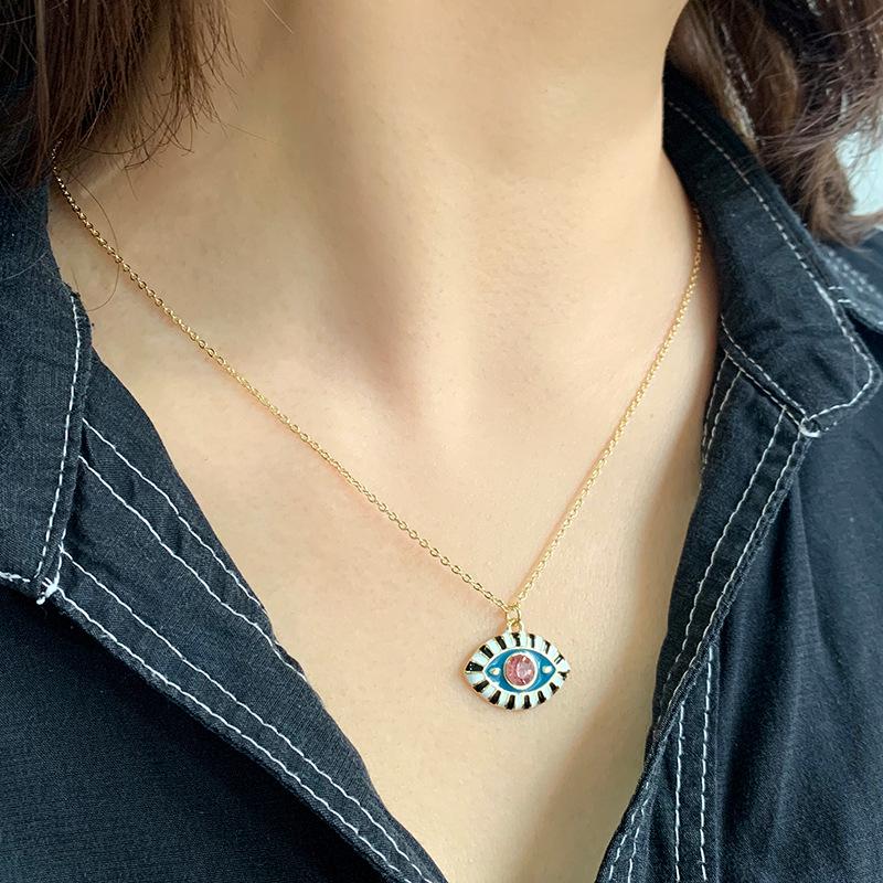 Kenjie Mysticism Evil Eye Pendant Necklace with Tarot Charms for Women - European & American Clavicle Chain