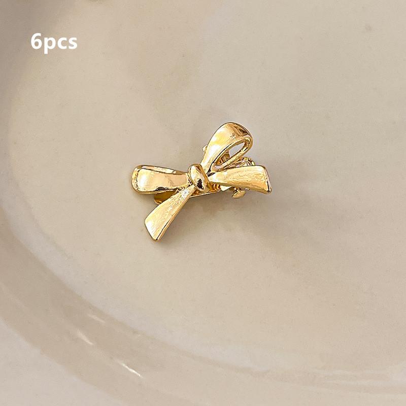 6 Pieces Of Women'S  Golden Bow Mini Hairpins, Sweet And Cool Girl Bangs Hairpins And Hair Accessories