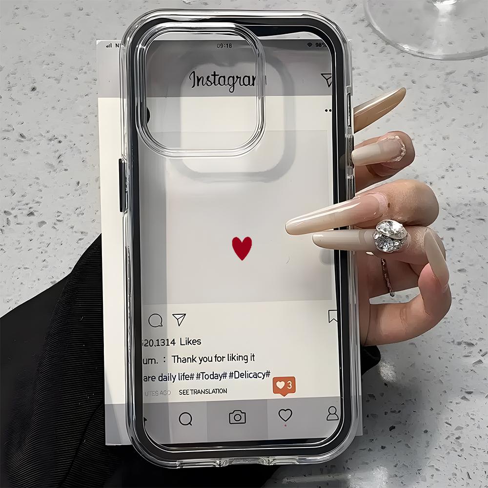 Simple Red Heart Pattern 2in1 Clear Case For Samsung Galaxy S26 Ultra S25 S23 FE S24 S22 Plus A57 A37 A55 A54 A36 A35 A16 Cover