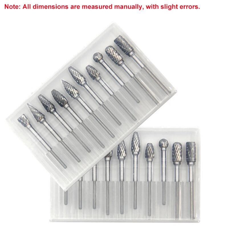 10pc Hard Alloy Rotary File 3*6 Double Grain Tungsten Steel Grind Head Electric Grind Mold Woodwork Grinding File Tool Set