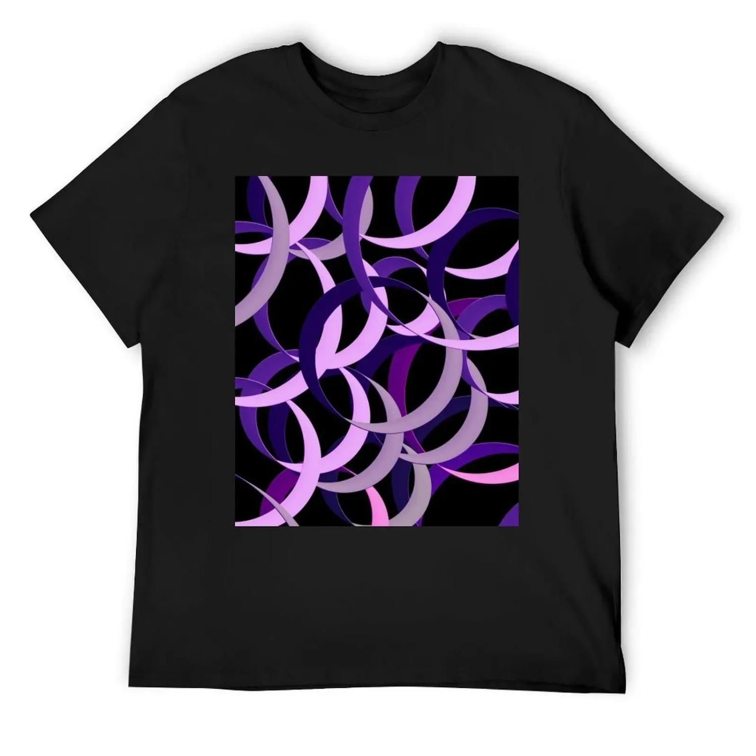 

Black and Purple Mod Abstract Circle Geographic Pattern T-Shirt Short sleeve tee kawaii clothes luxury clothes men XXXXXL чёрный