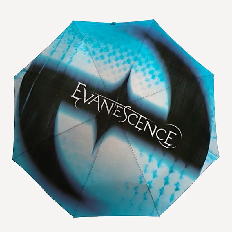 

1pc Evanescence Music Automatic Umbrella 8 Rib Portable Folding Black Iron Frame for Outdoor, Beach, Travel, Beach Umbrella, Decorative Umbrella