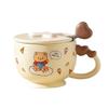 Cream Glue Cute Cartoon Mug with Lid Spoon High Value Water Cup Ceramic Coffee Cup Afternoon Tea Cup