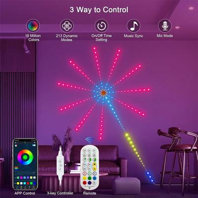 Chytré APP Ohňostrojové LED světlo RGB Dreamcolor Ohňostrojové světlo USB Ovládání Aplikací LED Páskové světlo s Dálkovým ovladačem pro Vánoční Párty Dekoraci