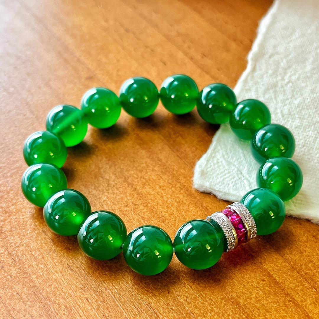 

12Mm Brazilian Chrysoprase Agate Versatile Chain Bracelet Feminine Temperament Gift Comparable To Jadeite