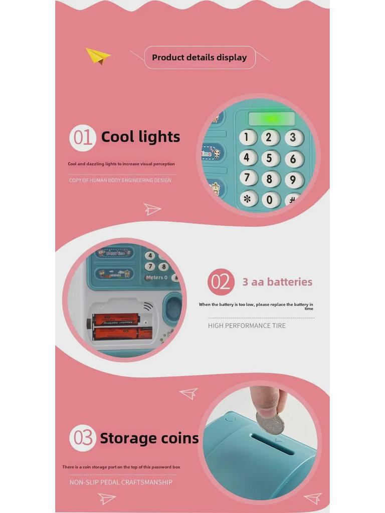 Automatic ATM Piggy Bank Toy with Fingerprint Sensor - Children's Birthday Gift