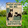 Funny Bathroom Cats Metal Wall Decor  Vintage Czech Saying Retro Tin Sign with Black  White Cats Humorous Bathroom or Kitche