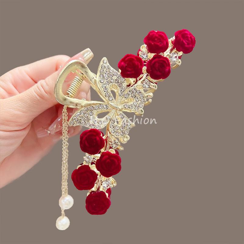Lily of the Valley Floral Tassel Hair Claw - Ancient Style Women's Accessory