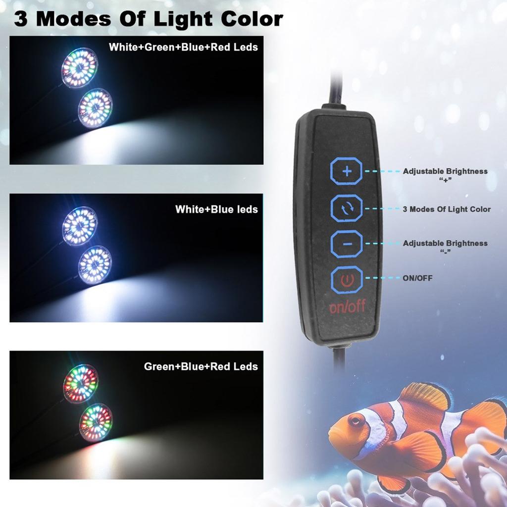 Aquariums LED Light 6/7w LED for Small Size Fish Tanks Clip On Type Aquariums Light with Clip Adjustable Light Color