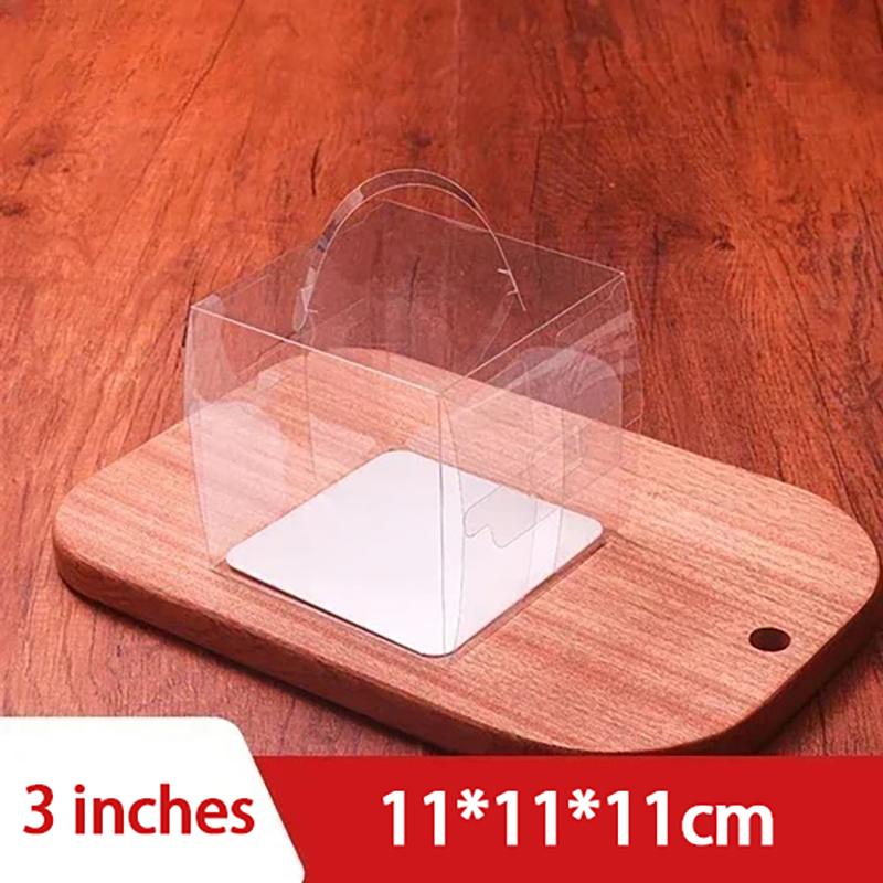 Gjennomsiktig håndtak Kakeboks Mini Firkantet Mousse Pastry Puff Plastemballasjebokser 5-tommers 6-tommers dessertbaking Liten bærbar boks