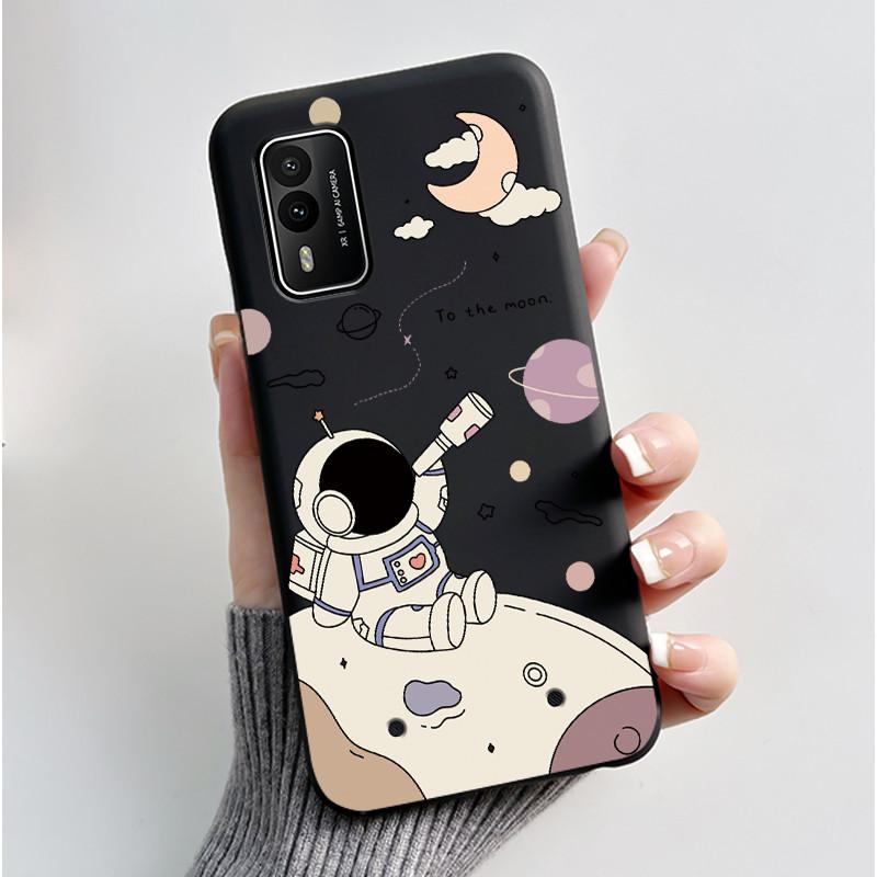 Casing For Nokia XR21 Case Aesthetic Fashion Cute Cat Astronaut Cartoon Black TPU Silicone Soft Shockproof Phone Case Back Cover