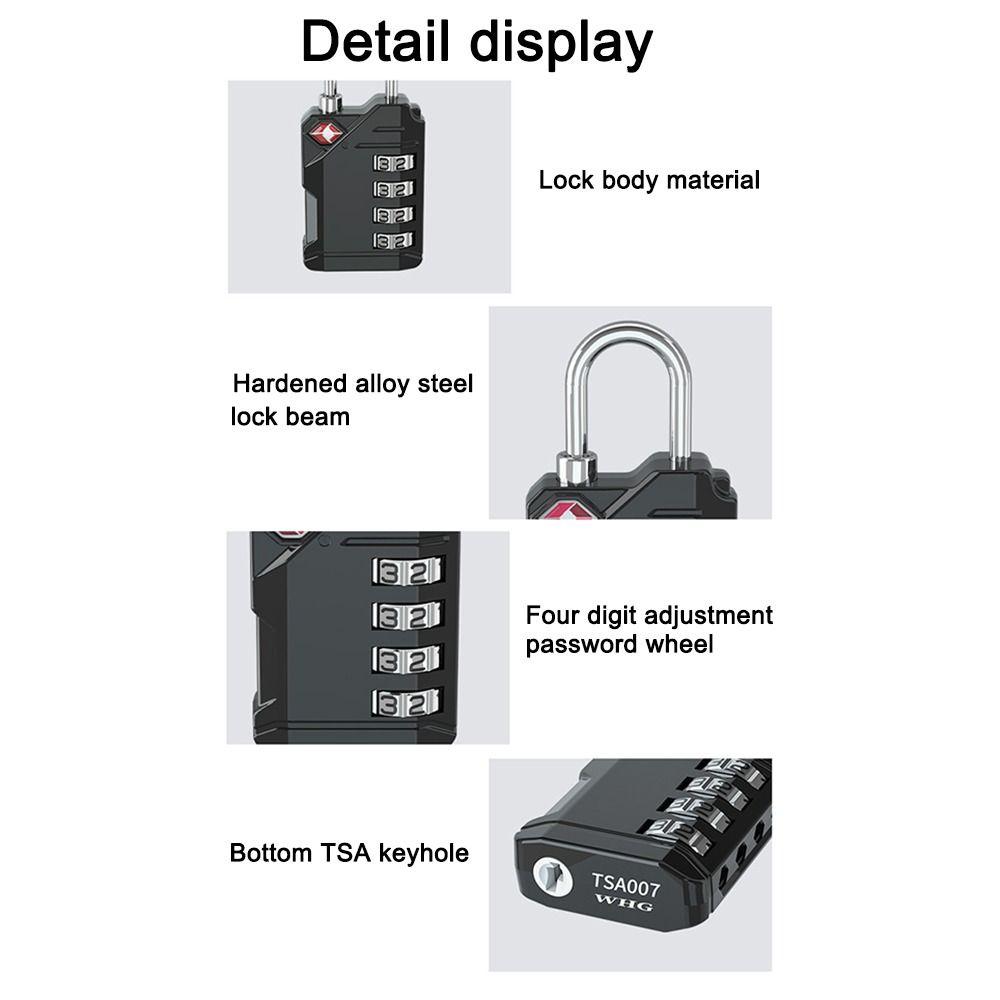 TSA 4 Digit Combination Lock Anti-theft Security Tool Suitcase Luggage Coded Lock Padlock Zinc alloy Cabinet Lock Travel
