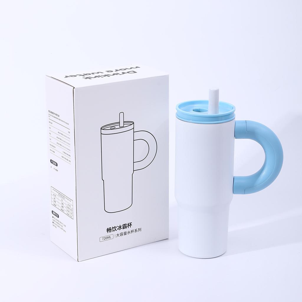 New hot-selling dopamine straw cup 101 stainless steel large-capacity thermos cup outdoor portable ice cup