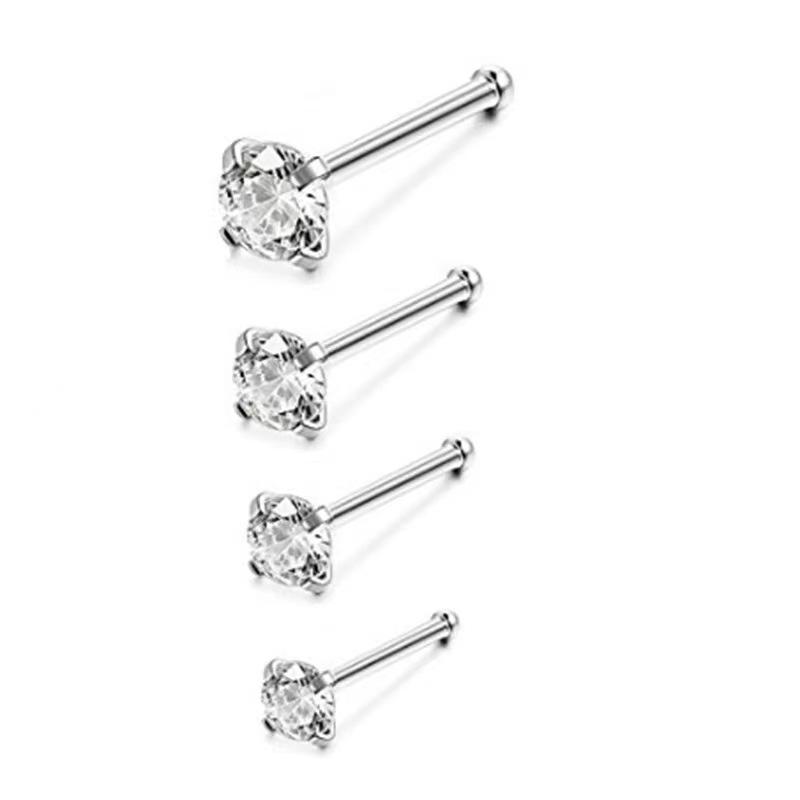 316L Stainless Steel Zircon Nose Stud and Ring Earrings - European & American Style, Hot-Selling Piercing Jewelry