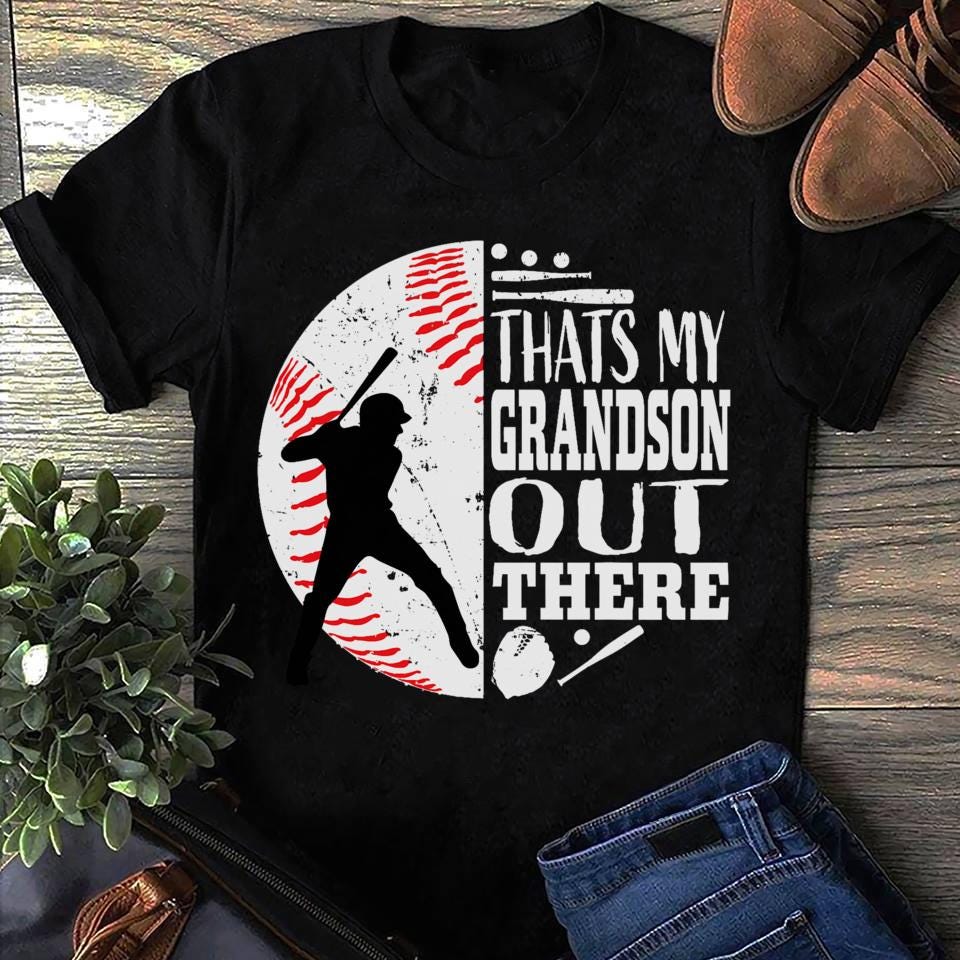 Thats My Grandson Out There Baseball Grandma Grandpa Graphic Baseball Mom Tee Sports Women T Shirts S чёрный