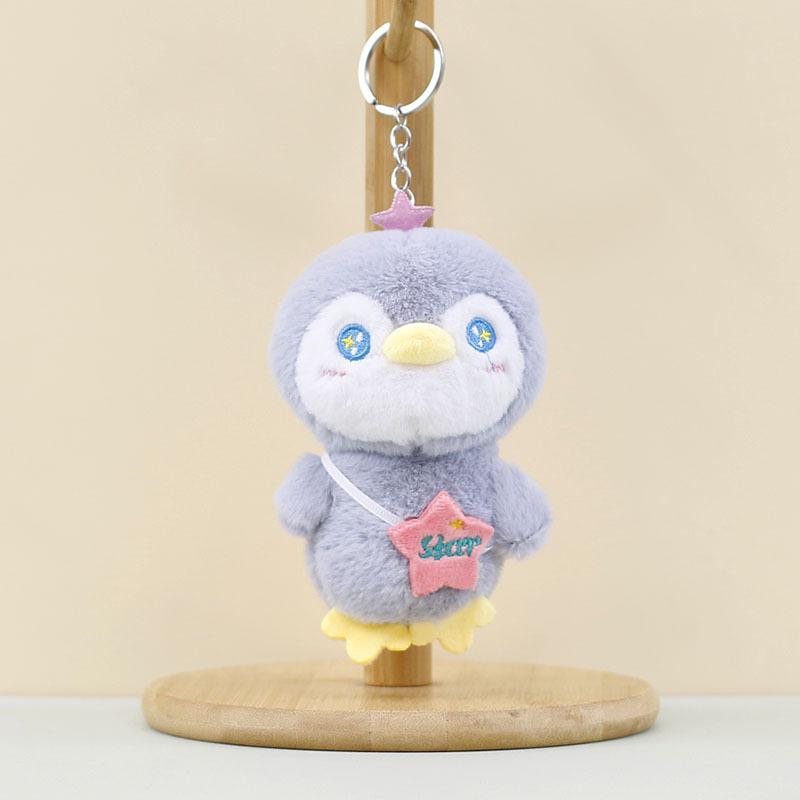 Stuffed Little Penguin Animals Bag Hangers Key Chains Purple Blue Grey Pink