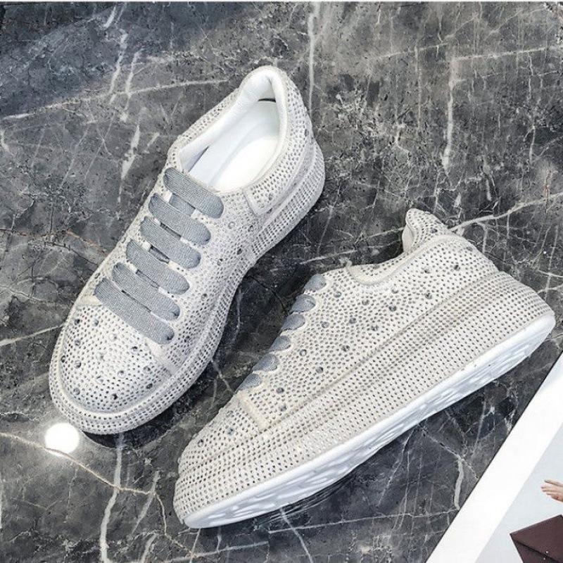 Autumn Women Platform Shoes crystal Thick-soled White Silver Shoes Shining Crystal Sneakers Trend Casual Sneakers ladies shoes 35 6777₽
