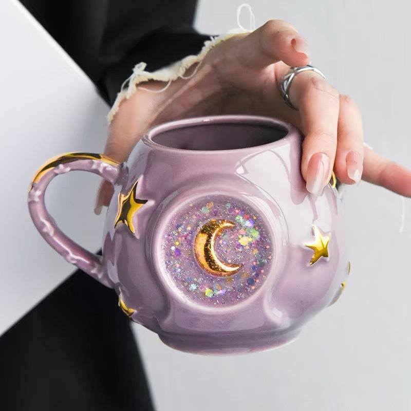 Ceramic Starry Sky Cup Sparkling Cup High Precision Colorful Star Creative Birthday Gift Mug Souvenir Water Cup