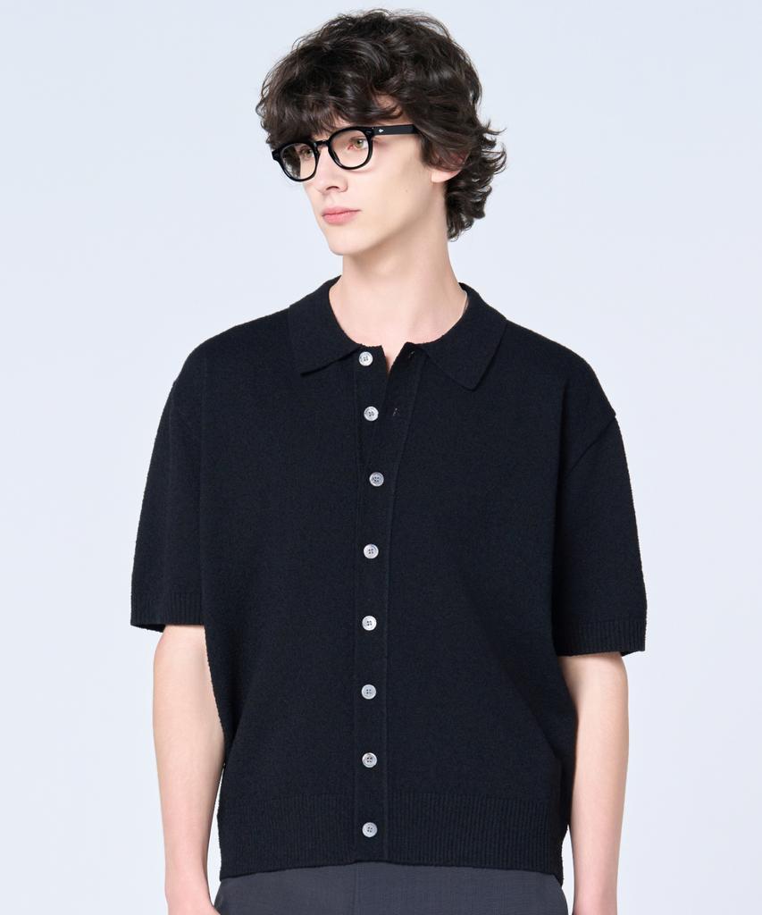 Hyoji Ss Washable Boucle Crop [Collar] Short Sleeve Knit Cardigan ( 6 Colors )