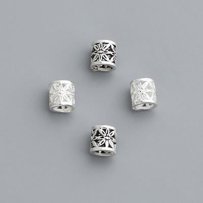 S925 Sterling Silver Hollow Flower Barrel Spacer Beads for DIY Bracelets & Necklaces
