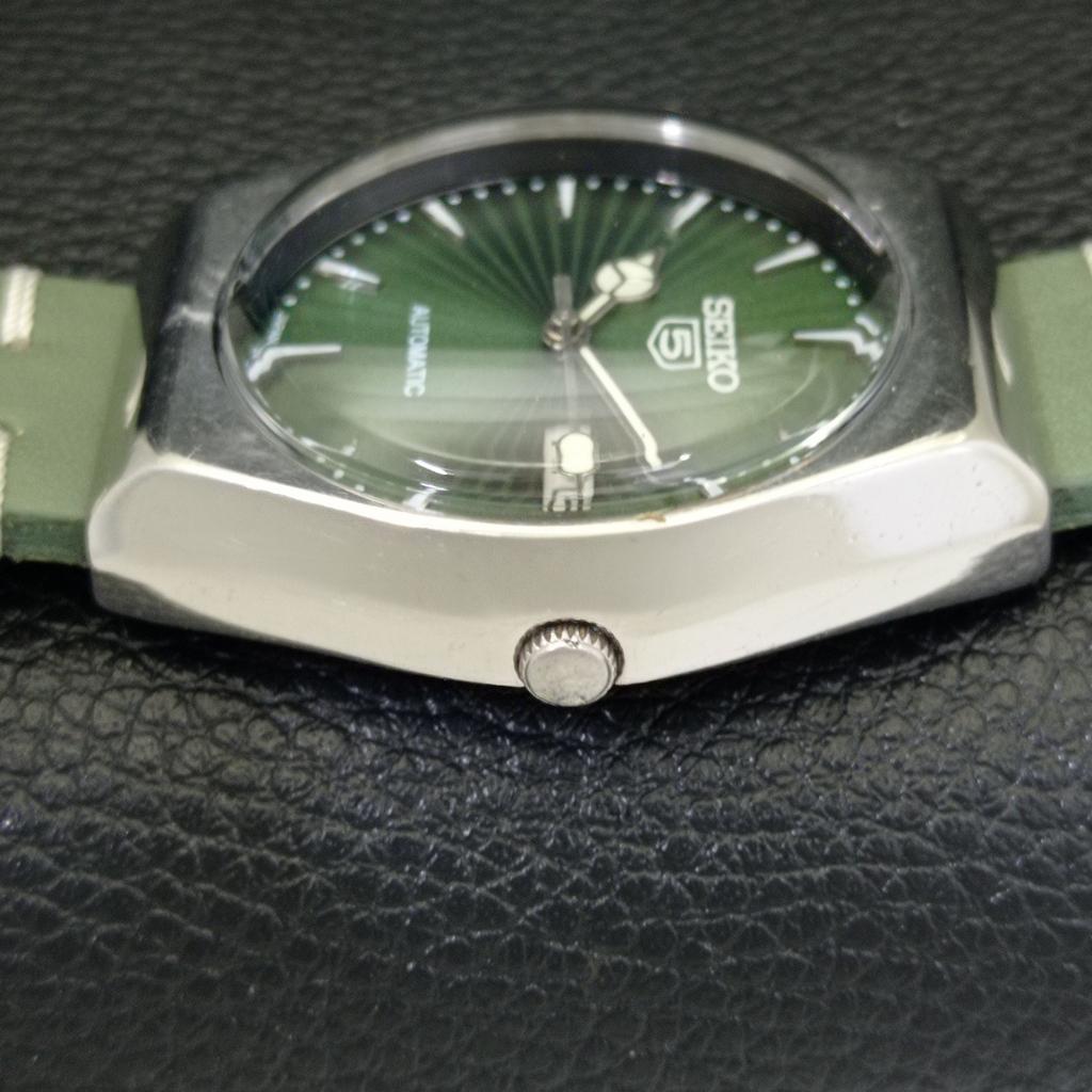 VINTAGE SEIKO 5 AUTOMATIC JAPAN 6309A MENS GREEN COLOR DIAL WATCH a701386-5 R206a-a701386