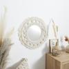 Macrama Wall Mirror 55Cm Beige Braided Round