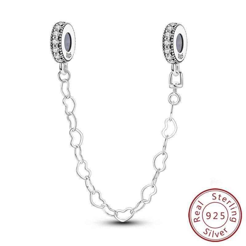 Safety Chain Charms Fit Original Copper Charms Beads Moon Star Butterfly Heart Safety Chain For Women Jewelry Gift