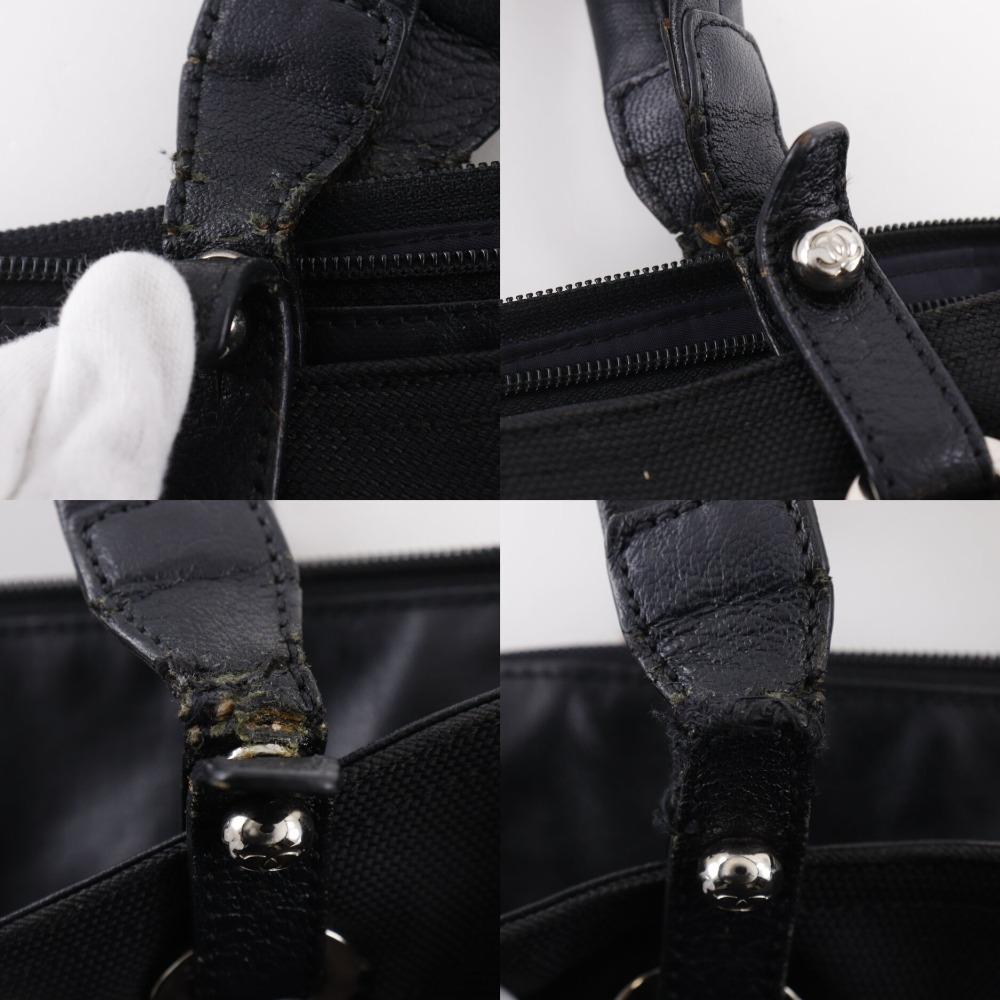 CHANEL Paris Biarritz Tote MM Handbag A34209 black PVC Women Used